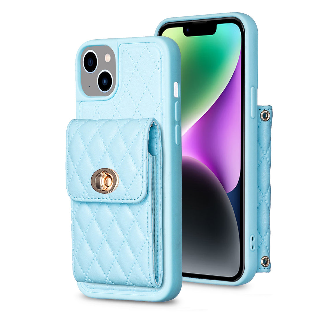BF20-Style For iPhone 14 Plus PU Leather TPU Case Protective Phone Shell with Card Holder Strap BF20-Style For iPhone 14 Plus PU Leather TPU Case Protective Phone Shell with Card Holder Strap